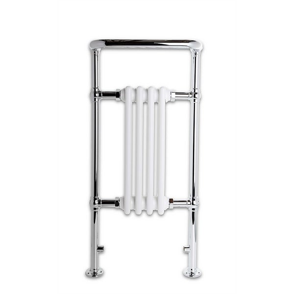 4 Section Traditional Style Towel Radiator Chrome & White Homebase