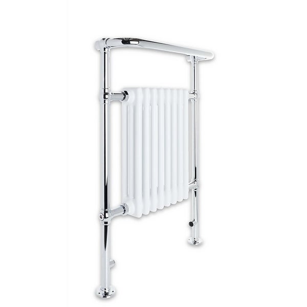 8 Section Traditional Style Towel Radiator Chrome & White Homebase