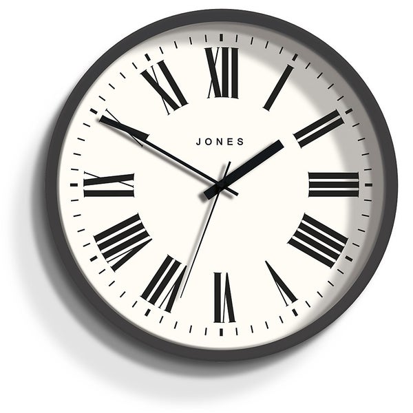 Jones Barber Clock Charcoal Homebase
