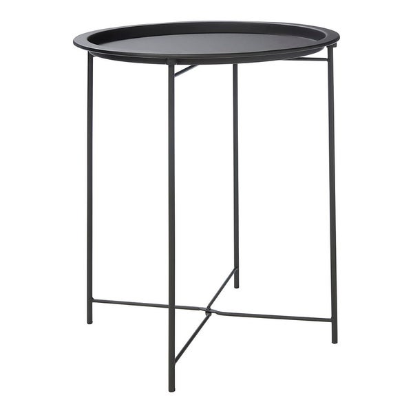 Metal Folding Side Table Black Homebase