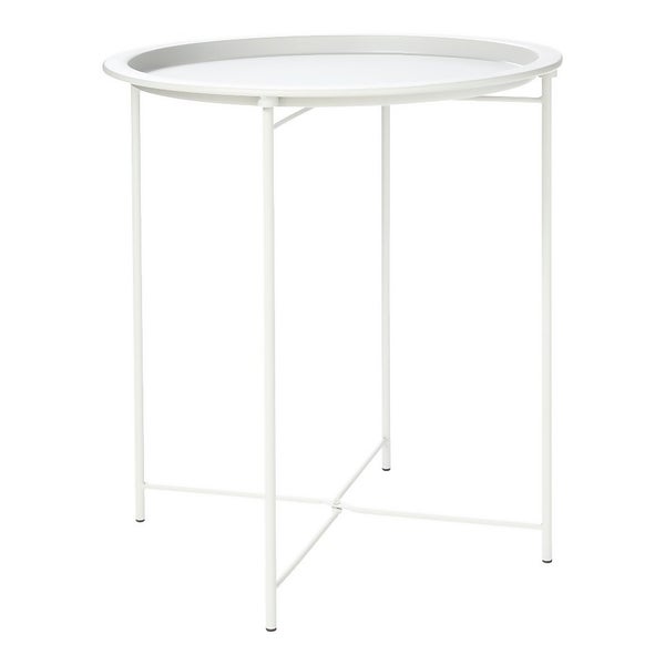 Metal Folding Side Table Pale Grey Homebase