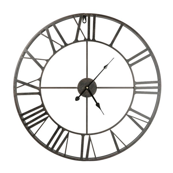 Metal Wall Clock Black 60cm Homebase