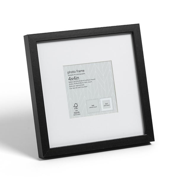 Offer Homebase Box Photo Frame 4x4 Inch Black Homebase