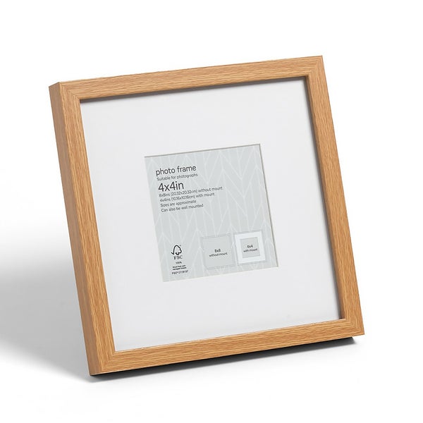 Offer Homebase Box Photo Frame 4x4 Inch Oak Homebase