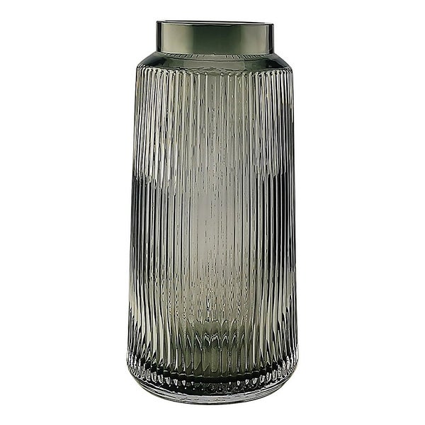 Ridged Glass Vase Smoke Homebase