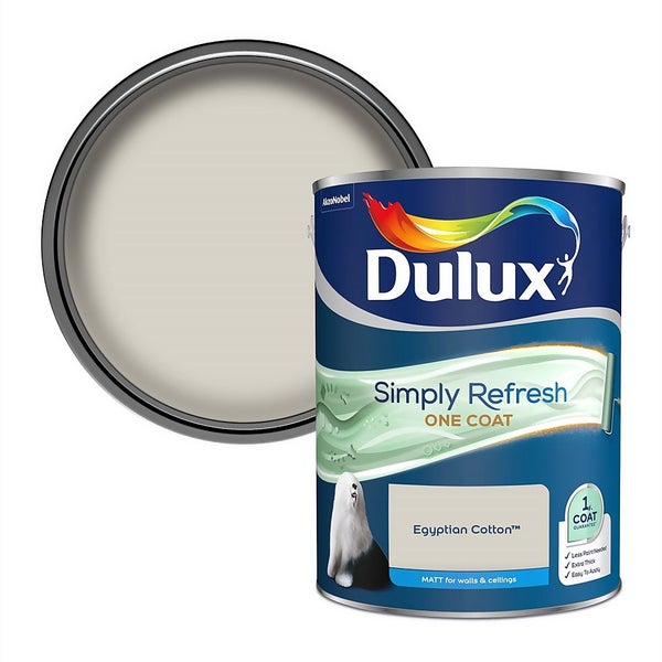 Dulux Simply Refresh One Coat Matt Emulsion Paint Egyptian Cotton 5L