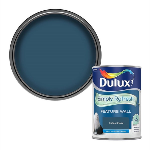 Dulux Simply Refresh Feature Wall One Coat Matt Emulsion Paint Indigo