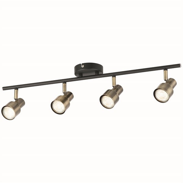 Noah 4 Lamp Spotlight Plate Black & Antique Brass Homebase