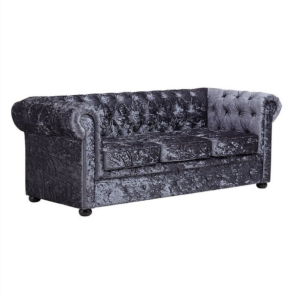 Chesterfield Velvet 3 Seater Sofa Petrol Blue Homebase