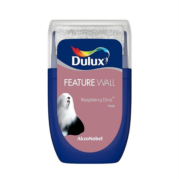 Dulux Feature Wall Raspberry Diva Tester Paint 30ml Homebase