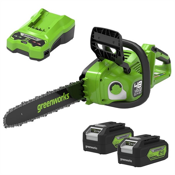 Greenworks 48V Chainsaw with Charger Homebase