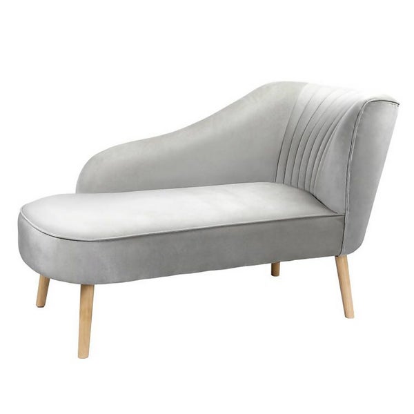 Lara Luxury Velvet Chaise Longue Silver Homebase