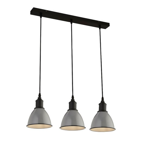 Country Living Farmhouse 3 Light Dome Pendant Fitting Grey Homebase
