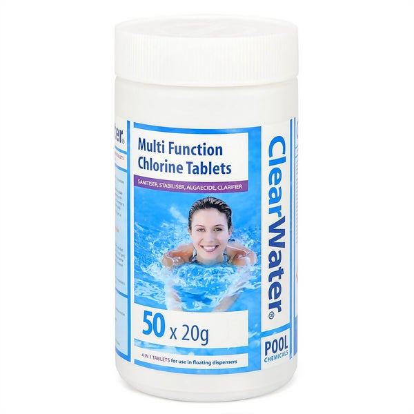 ClearWater Multi Function 4in1 Chlorine Tablets 1kg (20g Tablets