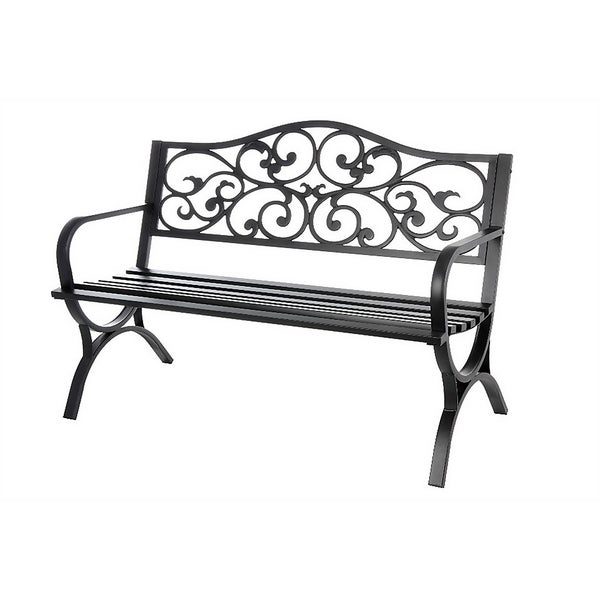 Metal Steel Ornate Bench in Black Homebase