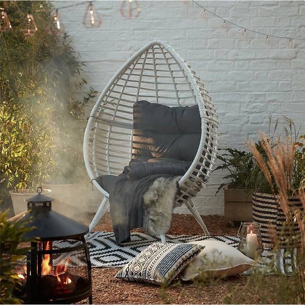 Rattan Pod Egg Chair White Homebase
