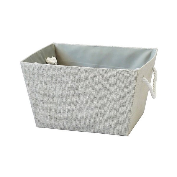 Neutral Herringbone Large Storage Basket Homebase