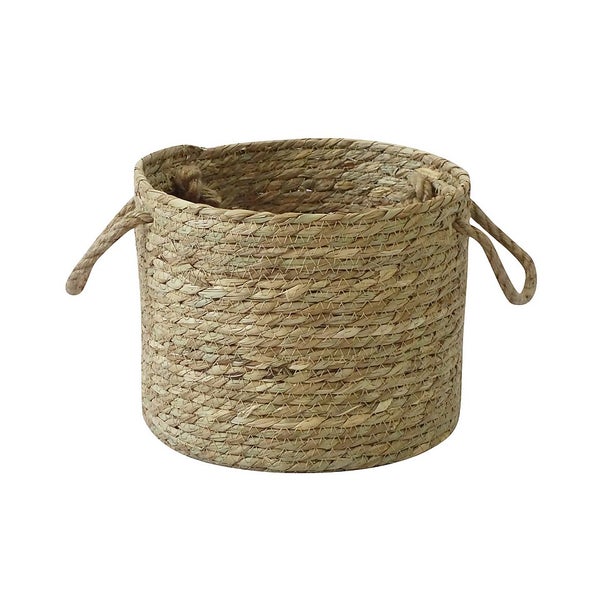 Natural Rush Basket with Rope Handles Homebase