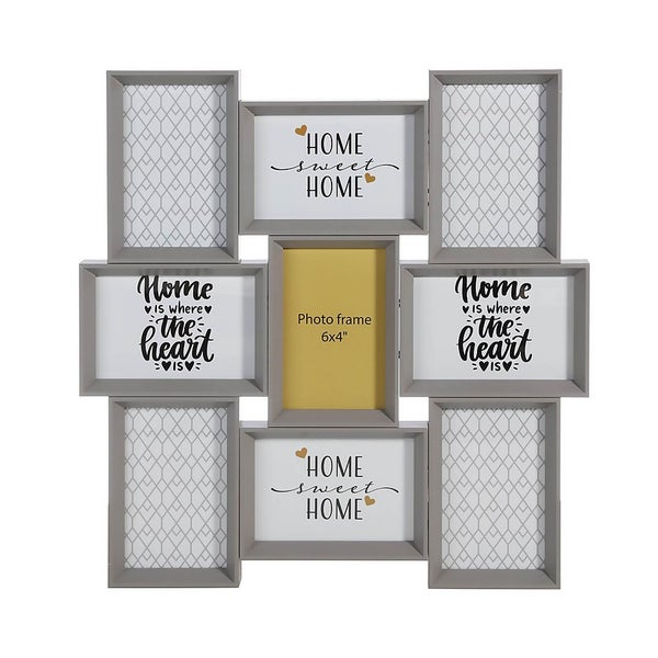 Offer Homebase Wood Multi Aperture Frame Grey Homebase