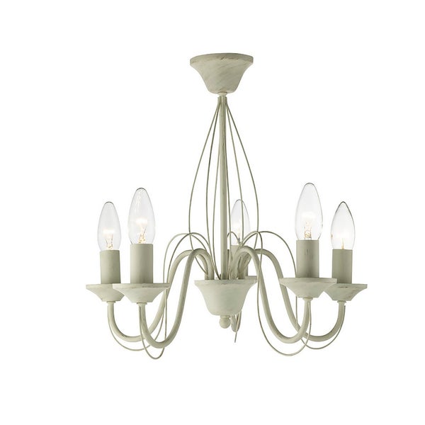 5 Light SemiFlush Ceiling Light Brushed Cream & Gold Homebase