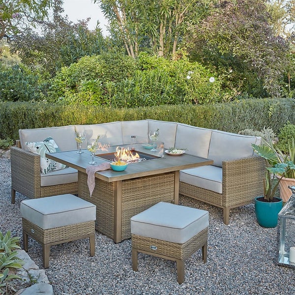 Bali Corner Garden Sofa Fire Pit Set Homebase