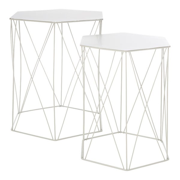 Hex Side Table Set Of 2 Grey Homebase