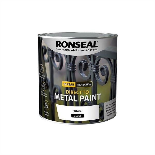 Ronseal Direct Metal Paint White Gloss 2.5L Homebase