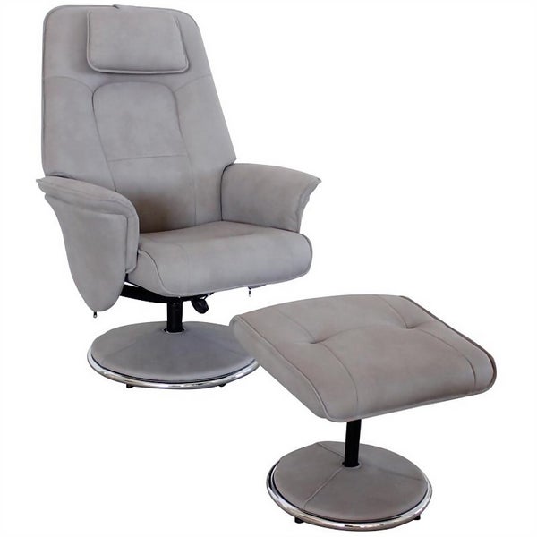 Rex Recliner Chair and Footstool Grey Homebase