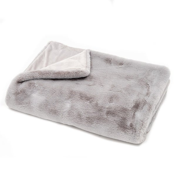 Faux Fur Rabbit Throw 125x160cm Vapour Homebase