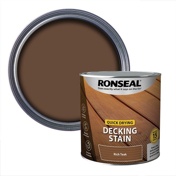 Ronseal Quick Drying Decking Stain Rich Teak 2.5L Homebase