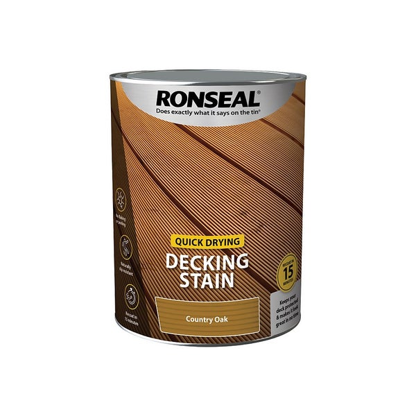 Ronseal Quick Drying Decking Stain Country Oak 5L Homebase