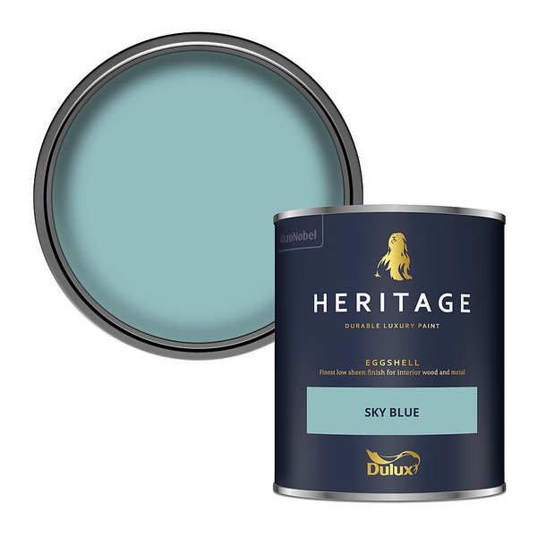 Offer Homebase Dulux Heritage Eggshell Paint Sky Blue