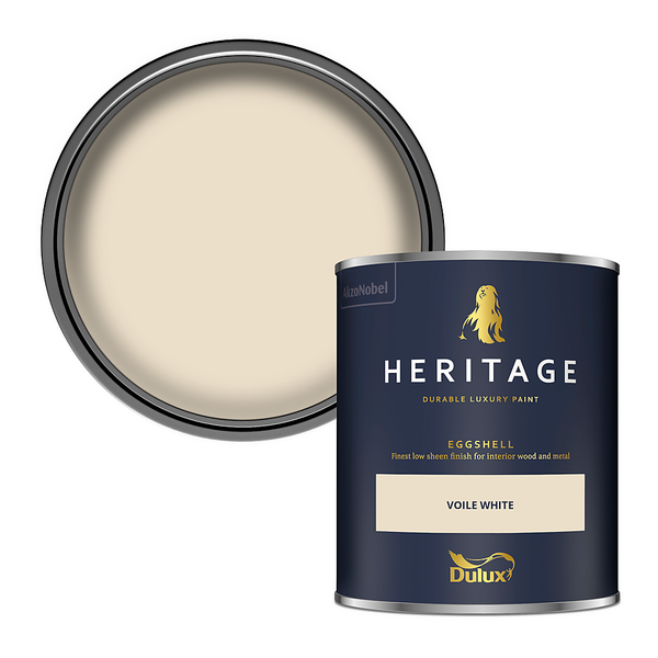 Offer Homebase Dulux Heritage Eggshell Paint Voile White
