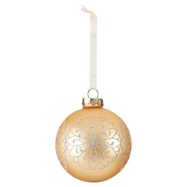 Filigree Glass Christmas Tree Bauble Gold Homebase