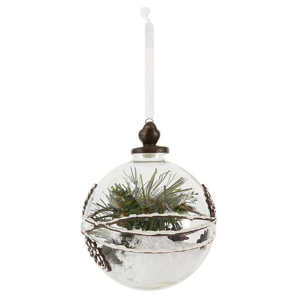 SnowFilled Pinecone Glass Christmas Tree Bauble Homebase