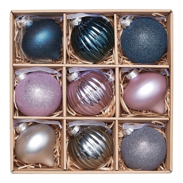 Midnight Magic Glass Christmas Tree Baubles 9 Pack Homebase
