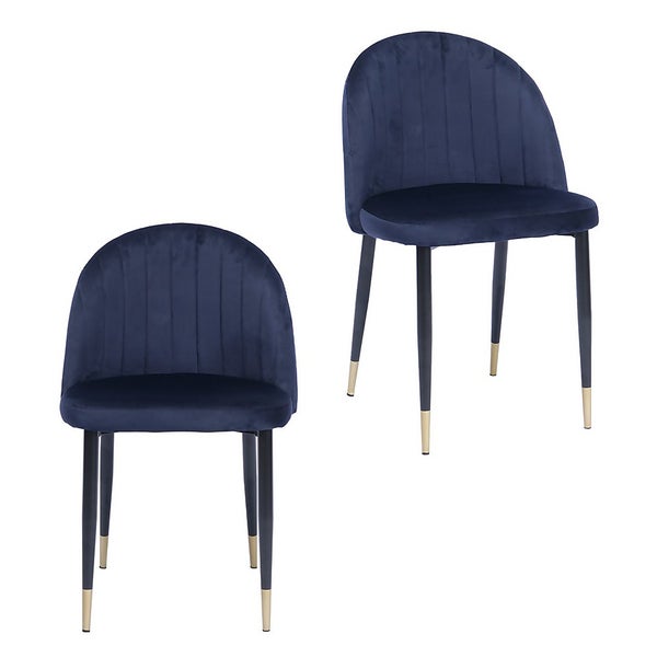 Illona Velvet Dining Chairs Set of 2 Navy Homebase