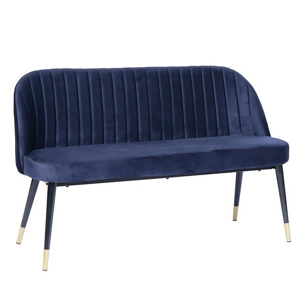 Illona Velvet Dining Bench - Navy | Homebase