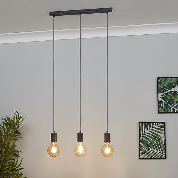 Jay 3 Light Ceiling Fitting Charcoal Homebase