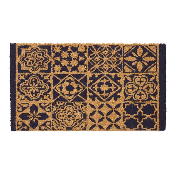 Blue Tile Printed Coir Doormat 40 x 70cm Homebase