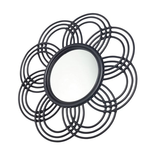 Black Sunflower Rattan Wall Mirror Homebase