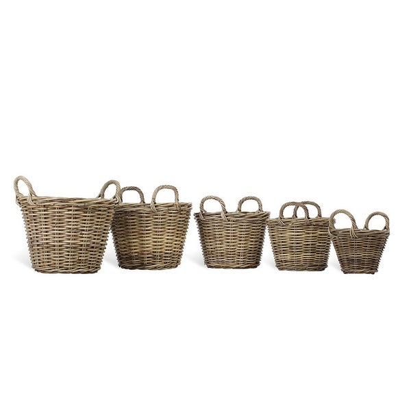 Set of 5 Natual Rattan Log Baskets Homebase