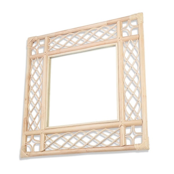 Natural Vintage Square Rattan Wall Mirror Homebase