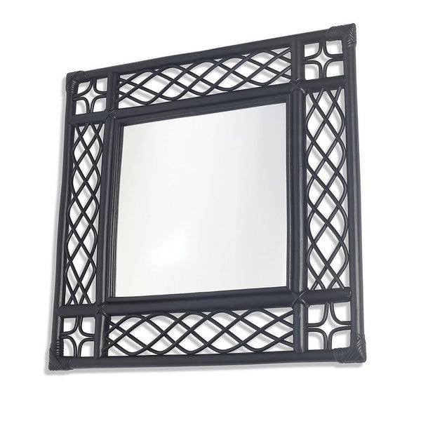 Black Vintage Square Rattan Wall Mirror Homebase