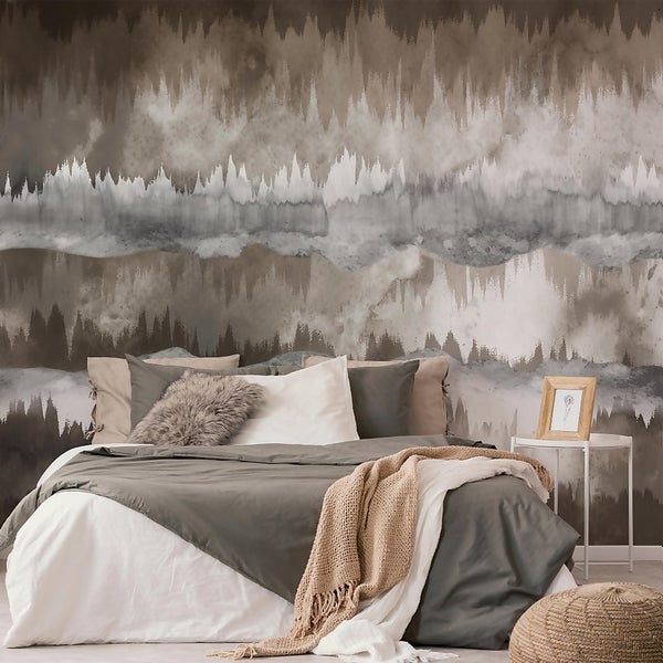 The Horizon Taupe Wall Mural Homebase