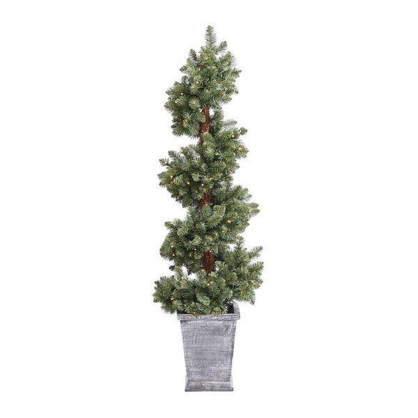 Offer Homebase 5ft Spiral Prelit Potted Christmas Tree