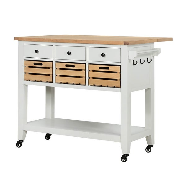 Ashstead Kitchen Island Oak & Ivory Homebase