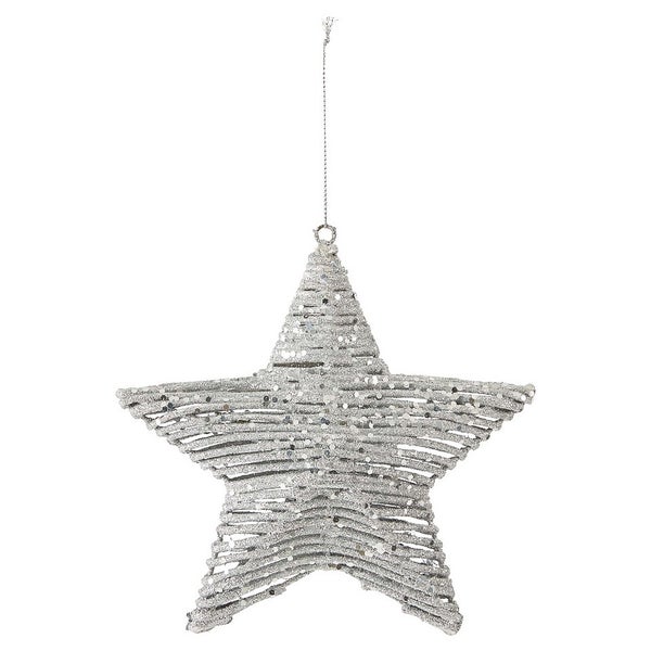 Silver Glitter Wire Star Hanging Christmas Decoration Homebase