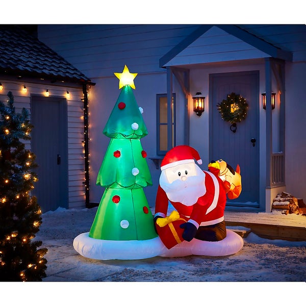 6.5ft Christmas Tree, Santa and Dog Inflatable | Homebase