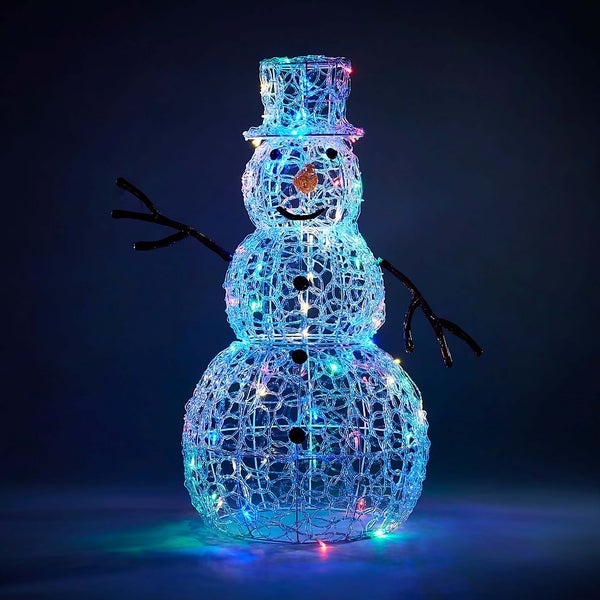 Acrylic Snowman Multicolour Outdoor Light 75cm Homebase
